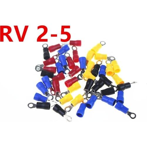 100PCS 50PCS/ LOT RV2-5 Blue Ring Insulated Wire Connector Electrical Crimp Terminal Cable Connector Wire Connector