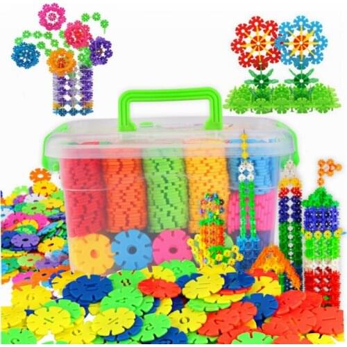 100pcs Children Kid Baby Toys Multicolor Building Blocks Snowflake Creative Educational Construction Plastics Toys