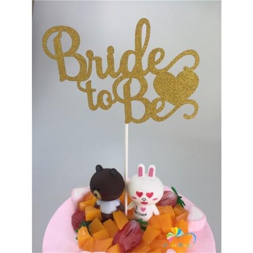 10x15cm Gold Glitter Bride to Be Cake Topper Bachelorette Party Bridal Wedding Shower Cake Decoration