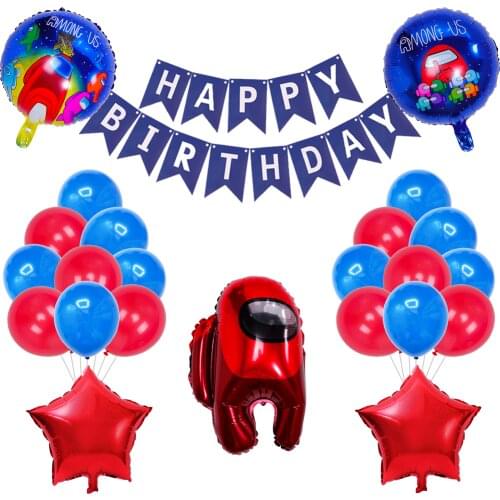 18inch Among Game Birthday Theme Balloon Werewolf Killing Balloon Happy Birthday Decoration Boys Game Supplies Party Decor
