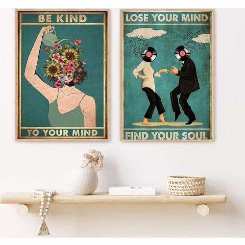 5D DIY Diamond Painting Mental Health Art Be Kind To Your Mind Quotes Diamond Mosaic Together Vintage Embroidery Cross Stitch