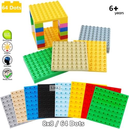 8 Colors 8*8 Dots Base Plate For Large Particle Bricks Baseplate Board DIY Building Blocks Toys For Children