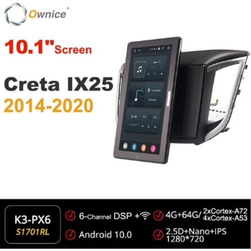 Ownice 1280*720 Android 10.0 Car Radio forHyundai Creta IX25 2014 2015 2016 2017 Auto Multimedia head Unit 10.1" IPS Rotatable