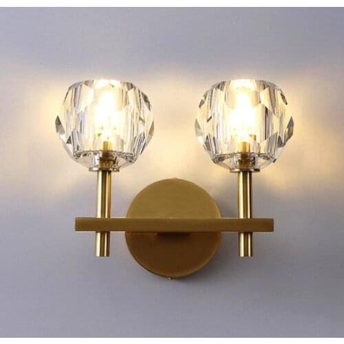 BEIAIDI Nordic Iron Crystal Wall Lamp Mirror Front Bedroom Bedside Wall Light Hotel Corridor Aisle Balcony Wall Lighting Fixture