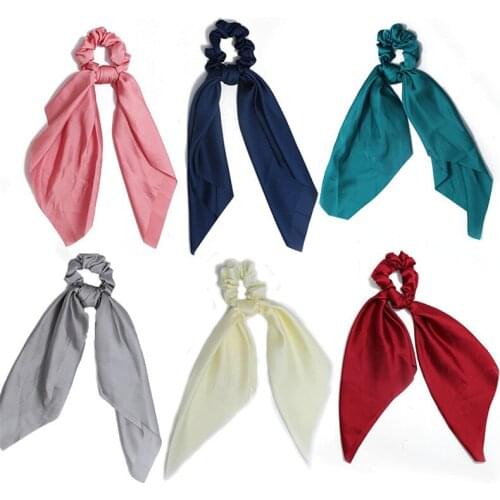 Free shippping Fashion women Solid color ribbon hair scrunchies College style elegant Hair Tie Accessories cute Ponytail Holder