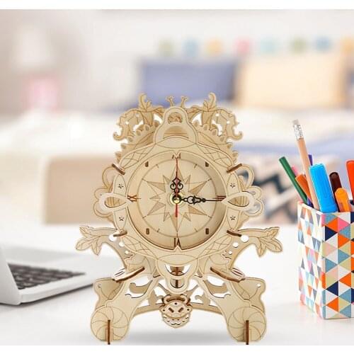 DIY Retro Clock Model Kits Traditional Vintage Home Office Cafe Decoration for Children Adult Puzzle Game Raw Wood Toy Gifts