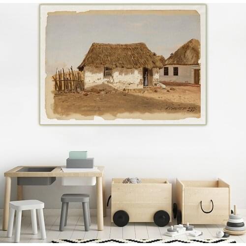 Citon Frederic Edwin Church《Colombia,Barranquilla,Two Houses》Canvas Art Oil Painting Picture Backdrop Wall Decor Home Decoration