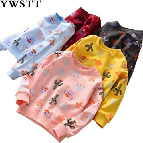 Childrens Sweatshirt 2019 New Girls Bottoming Shirt Kids Cartoon T-shirt Trend Wild Round Neck Long-Sleeved Shirt