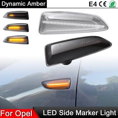 2PCS Dynamic LED Side Marker Lights Turn Signal lamp for Opel Astra J K Insignia B Zafira C Crossland X