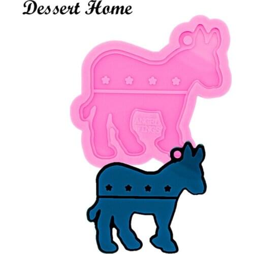 DY0389 Shiny Democrat Donkey Mold Resin Craft, Silicone Mould for Epoxy Resin, Keychain Molds, DIY Resin jewellery making