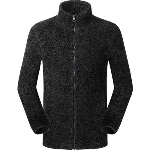 Fleece Jacket Mens Autumn & Winter Young and Middle-aged MENS Jacket Stand Collar Fleece Cardigan Warm Stand Collar Hoodie
