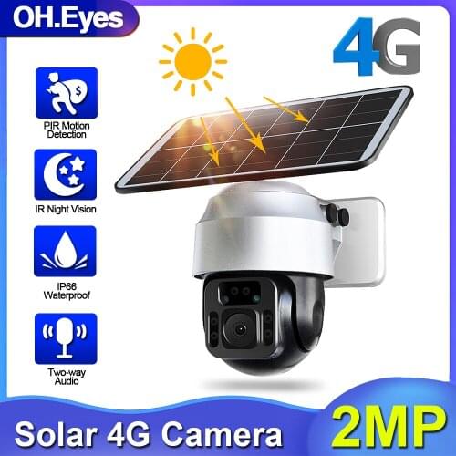 OH.eyes Camera 4G Sim Card Video Surveillance IP Camera 4G 1080P CCTV Outdoor Battery Security Camera Wireless Street Video Cam