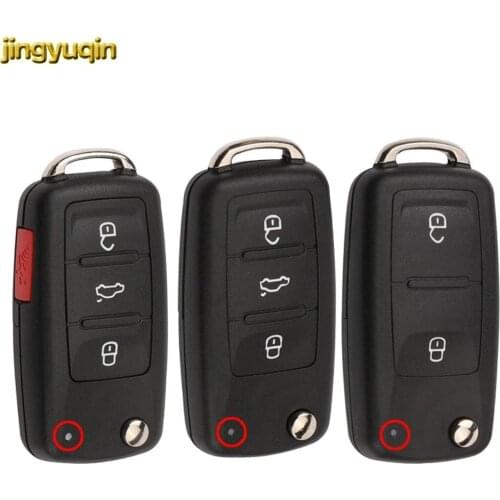 Jingyuqin Flip Remote Key Fob Shell for VW Volkswagen Jetta Golf 3 4 5 Passat B5 B5.5 B6 Tiguan Beetle Polo Bora Anahtar SKODA