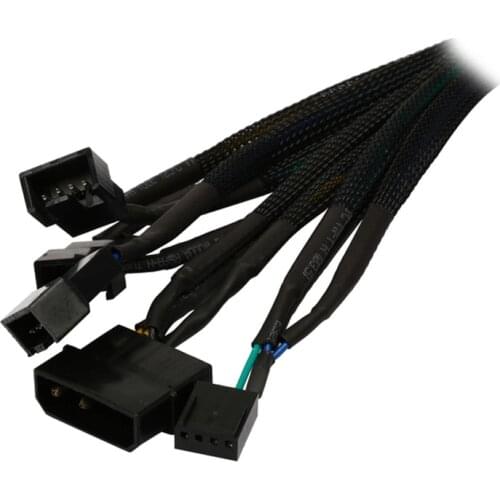 Black Net Sleeved 12 inch IDE Molex to 3 x TX4 4-pins PWM CPU Case Cooling Fan Splitter Hub Power Adapter Cable w/ RPM Feedback