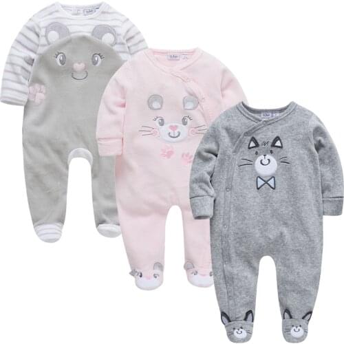 Kavkas 2 3 pcs/lot Baby Rompers Winter Girls Overalls Long Sleeve Cartoon Newborn Babies Girl Jumpsuit Infant Boys Pajamas