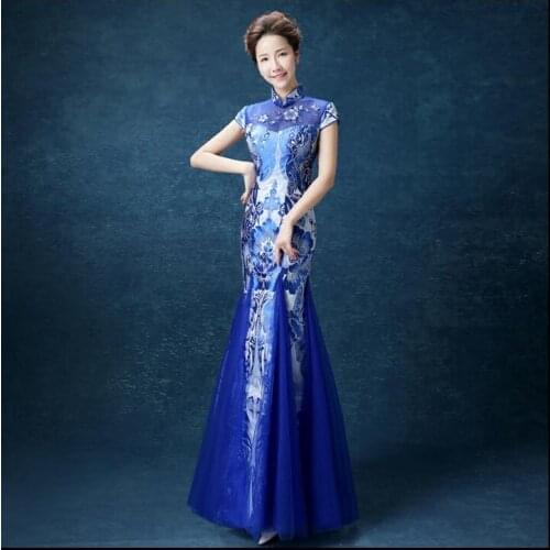 Traditional Chinese cheongsam Long dress Qipao Oriental style Wedding dress