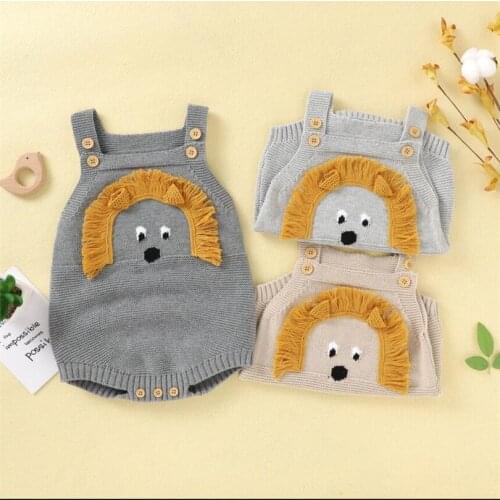 Knitted Baby Romper Newborn Baby Clothes Lion Infant Baby Boy Romper Cotton Sleeveless Baby Jumpsuit Girl Romper Overalls