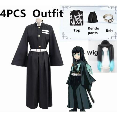 Tokitou Muichirou Cosplay Wig Demon Slayer:Kimetsu no Yaiba Costume Kisatsutai Uniform Set and Long Hair Accessories