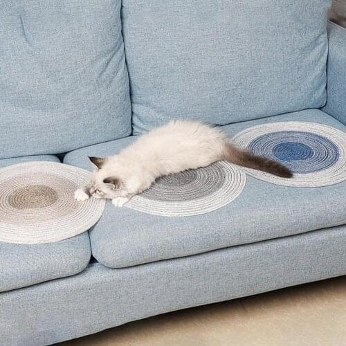 Kitten Pad Handmade Woven Protecting Furniture Cotton Line Cat Grinding Claws Ramie Mat Helpful Handmade Woven Pet Accessories