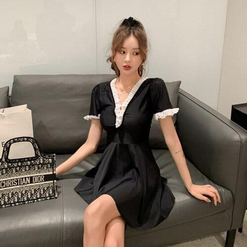 Swimwear Women Plus Size Ladies Retro Bikini One Piece Beach Korean Swimsuit Female Dress Swimming Suit Closed Trendy Polyester