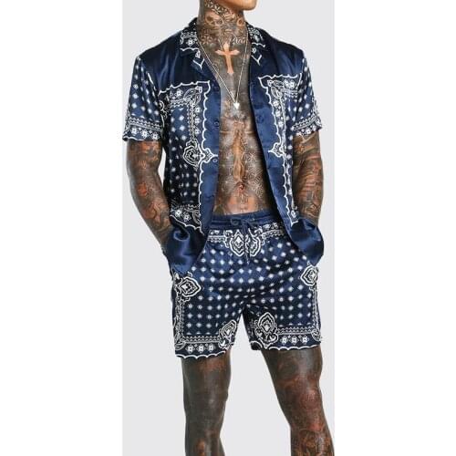 Summer 2021 New Mens Wear Hawaiian Loose Print Button-Up Short-Sleeved Shirt Beach Shorts Street Suit Casual Mens Wear