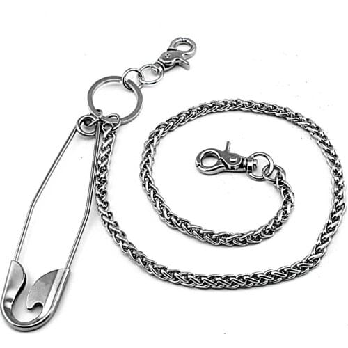 Men Heavy Gunmetal Waist Biker Skull Wallet Key Chain Rock Punk Trousers Motorcycle HipHop Leather Pant Jean Chain DR224