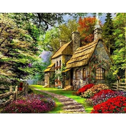 Cabin Paint By Numbers Coloring Hand Painted Home Decor Kits Drawing Canvas DIY Oil Painting Pictures By Numbers