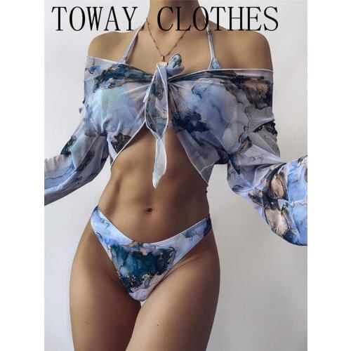 2021 New Print Sport Bandeau Push up Bikinis Sexy Marble Women Swimsuit High Waist Swimwear Women bathing suit Beach wear