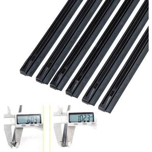 2Pcs Car soft rubber bone windshield wiper blade refill strips 6mm 14-22