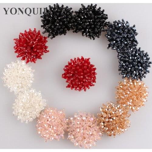 40 MM Crystal 6 Colors Big Round Sew On Rhinestone Buttons Claw Setting Felt Back Fancy For Hats Dress Accessories 12Pcs/Lot