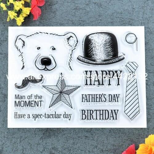 Bear Happy Fathers Day Birthday Scrapbook DIY photo cards rubber stamp clear stamp transparent stamp 10x13.5cm 9012012