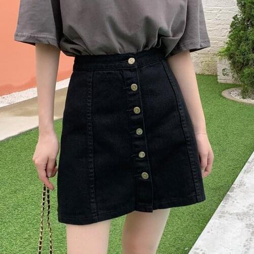 A-line Skirt Black Denim Skirt Female Spring Dress Bag Hip A-line Skirt Short Skirt 2021 Skirt Spring and Autumn New Style