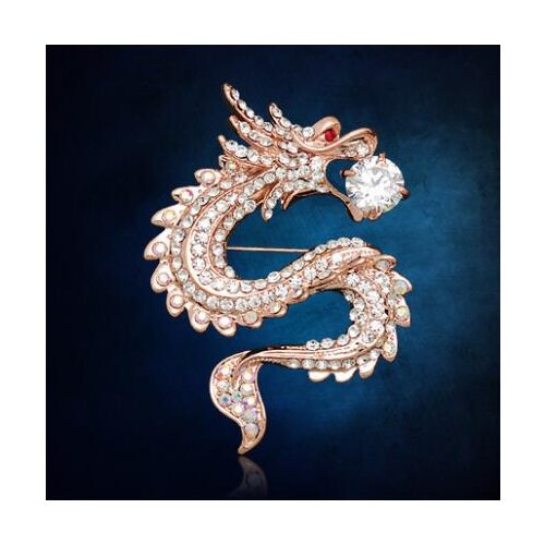 Utei Jewelry Retail!! Shining Austria Crystals Elegant China Dragon Brooch Hot Selling Animal Pin For Men