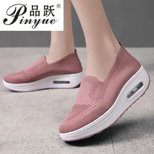 Spring Autumn Womens Swing Shoes Mesh Woman Loafers Flat Platforms Female Shoe Wedges Ladies Shoes Height Increasing Sneakers