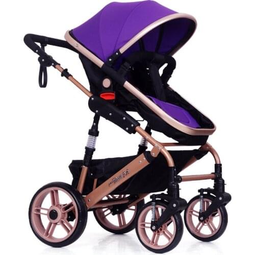 High Landscape Luxury Folding Baby Stroller Reverse Handle Portable Stroller Baby Pram Pushchair Baby Sleeping Basket Carriage