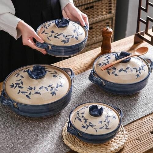 Heat Resistant Hand Painted Casserole Nordic Bibimbap Ceramic Cooking Pot Cookware Ramen Bowl Casserole Home Products DH50SG