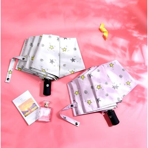 Anti-UV Umbrella Male Student Boys Parasol Sun Umbrellas Rain Women Three Folding Sun Umbrellas Female Sunscreen Paraguas