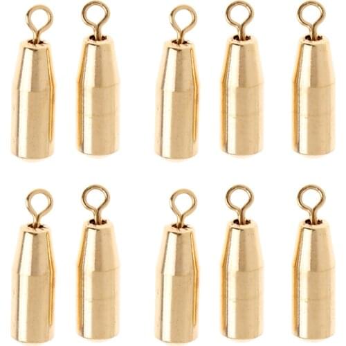 10Pcs Brass Weights Drop Shot Slider Sea Fishing Snag Sinkers Gold Fishing Tools Replacement Tackles for Fisherman