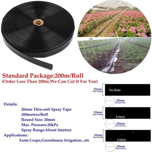 100m~5m 3/4" Φ20mm Thin-soft Spray Tape Farm Crops Micro Irrigation Hose Spray Drip Tape Vegetable Watering Flex Water Tube Line