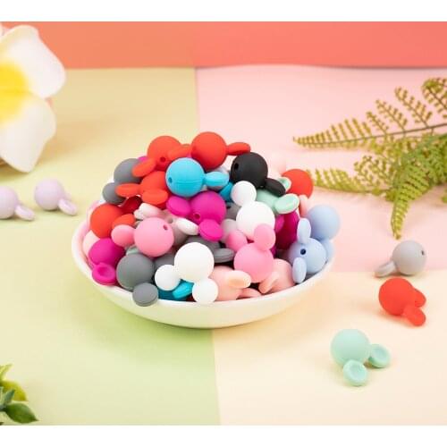 Sunrony 100pcs Baby Teething Beads Food Grade Cartoon Mouse Shape Beads For Necklaces BPA Free Baby Teether Toy Nursing