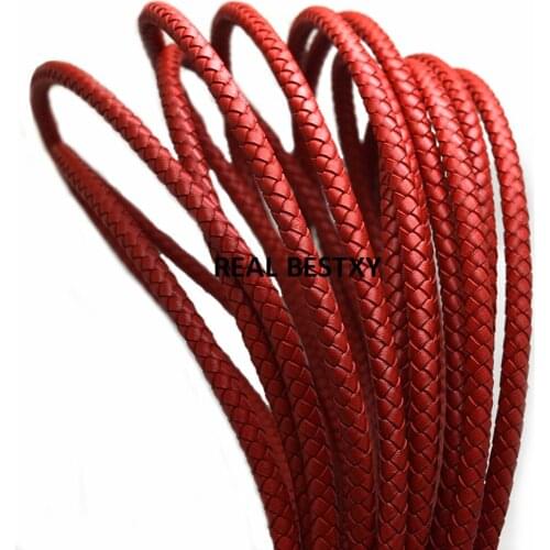 2m/lot approx 6mm red color Real Genuine Round Leather Cord Natural Color for DIY Necklace Bracelet Making round leather strings
