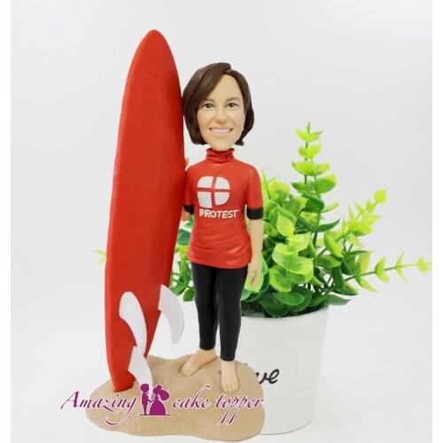 2019 AMAZING CAKE TOPPER Beach Surf girl Toys Custom Polymer Clay Figure From Pictures Christmas gife