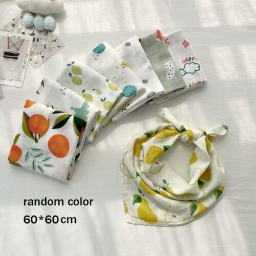 60*60cm 1pc Baby Burp Cloths Cotton Gauze Muslin Activity Baby Bib Bandanas Baby Bibs Soft Breathable Newborns Towel Scarf