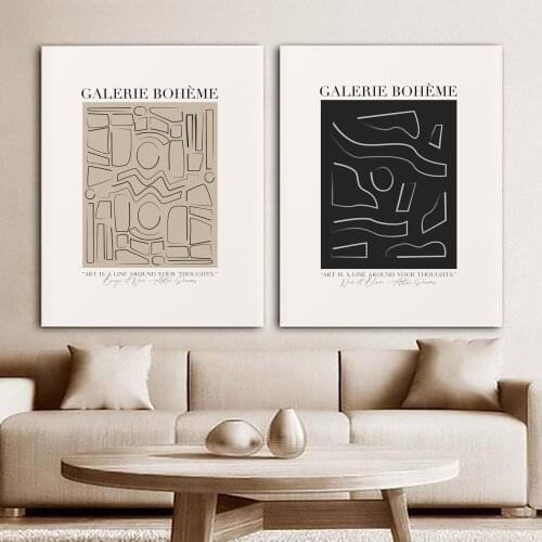 Abstract Galerie Boheme Poster Geometric Canvas Painting Neutral Art Print Line Drawing Wall Picture For Living Room Home Décor