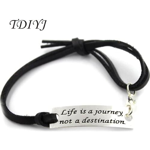 TDIYJ Fashion Engraved Letters Bracelet for Women Pu Leather Adjustable Inspirational Charms Women Bracelets Jewelry 20pcs/lot