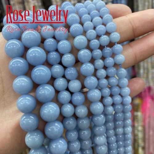 Top Quality Natural Angelite Stone Beads Round Loose Spacer Beads 6-10MM DIY Bracelet Accessories For design Jewelry Making 15"