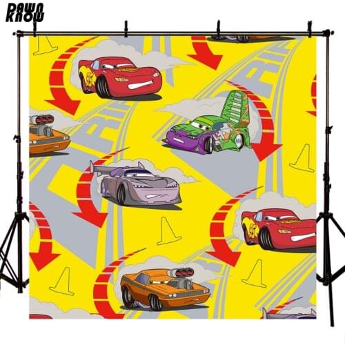 DAWNKNOW Cartoon Racing Car Backdrop Photography Background Tapestry Baby Birthday Party Decoration Photo Studio Customize