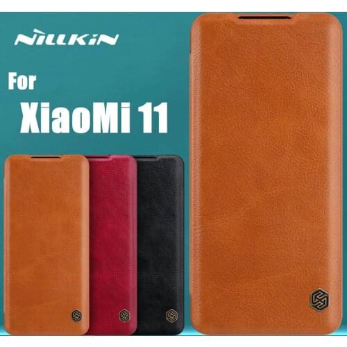 For Xiaomi Mi 11 Case NILLKIN Qin Series Wallet Flip Cover Case For Mi 11 5G Genuine Flip Leather Case