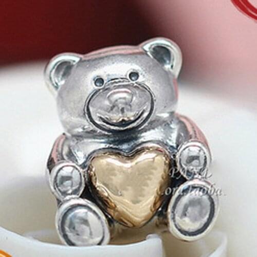 Hot Sale Genuine 100% 925 Sterling Silver Love Teddy Bear Beads Fit Original Bracelet Necklace DIY Jewelry