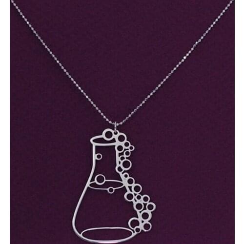 Erlenmeyer flask necklace- potion bottle - chemistry laboratory - graduation gift - conical flask free ship